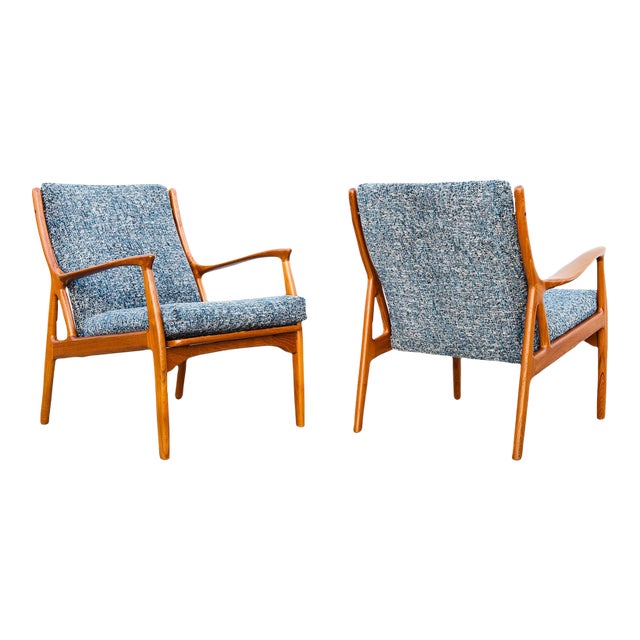 Restored 1960s Danish Teak Lounge Chairs by Erik Andersen & Palle Pedersen for Horsnaes For Sale