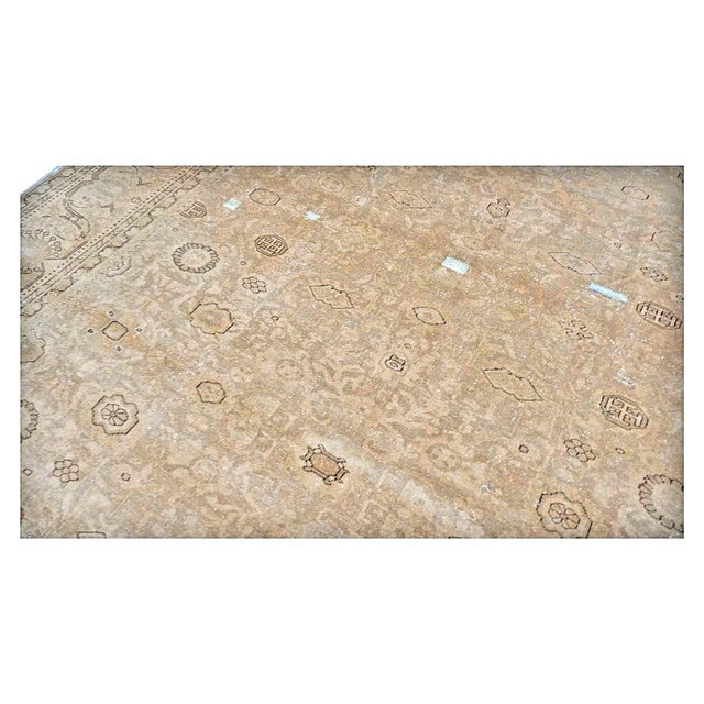1930s Distressed Persian Malayer Wool 9x13 Beige, Taupe & Black Handmade Area Rug #1140267 For Sale - Image 4 of 7