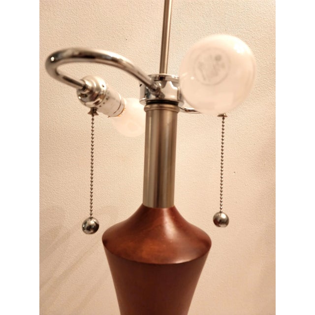 Wood Vintage Restoration Hardware Teak Table Lamp For Sale - Image 7 of 12