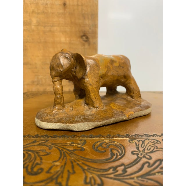 Late 20th Century Vintage Ceramic Folk Art Elephant Sculpture For Sale - Image 5 of 5