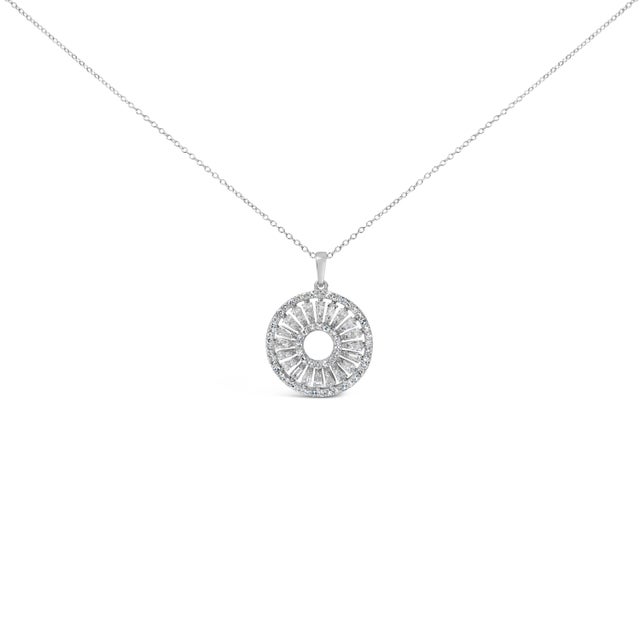 Like a captured sunrise, this round medallion glows in bright .925 sterling silver, its smooth polished bail guiding the...