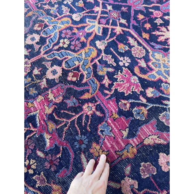 Semi-Antique Kelleh Garrus Design Berry, Plum, Indigo, with Gorgeous Highlight Colors Rug 7.9 x 16.3 For Sale - Image 12 of 15