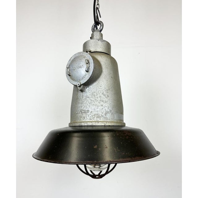 Mid-Century Modern Italian Industrial Black Enamel Cage Pendant Light from Cortem Milano, 1960s For Sale - Image 3 of 18
