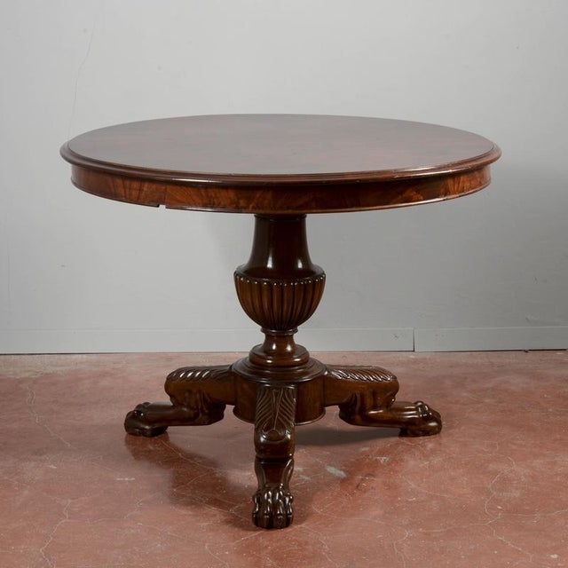 Round Center Table in Walnut with Three Victorian Style Carved Feet For Sale - Image 15 of 18