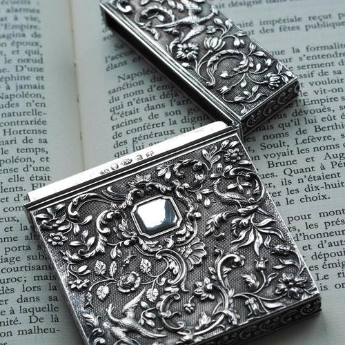 Antique Georgian Silver Card Case with Decorations by Joseph Willmore, 1836 For Sale - Image 11 of 18