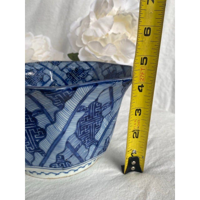 Chinese Blue & White Octagonal Porcelain Bowl With Qilin – Textile Pattern – 7” – Ming Revival Style For Sale - Image 11 of 11