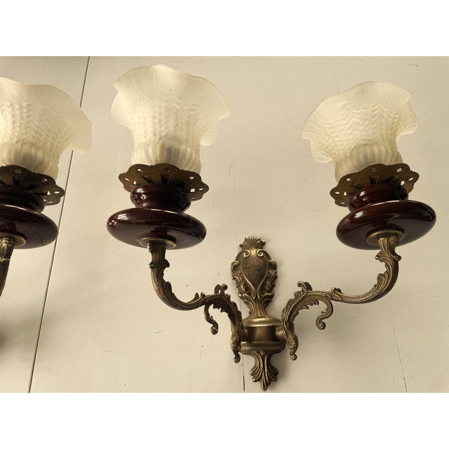Polam-Meos Warsaw Wall Lamps in Brass and Ceramics, Set of 2 For Sale - Image 4 of 16