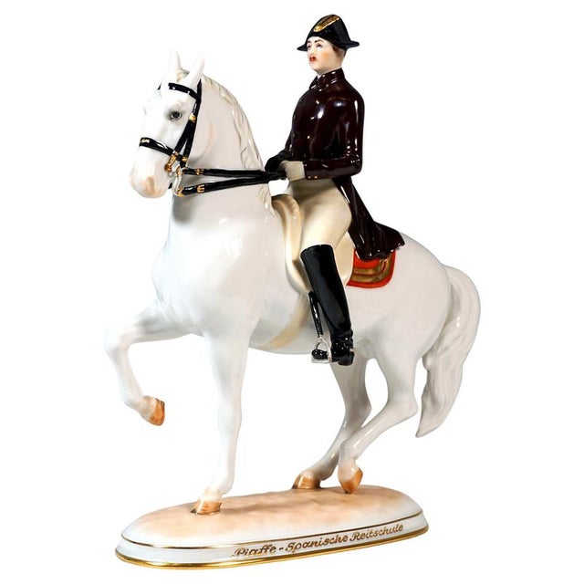 Ceramic Piaffe with Rider Figurine from Augarten, 1960s For Sale - Image 7 of 7