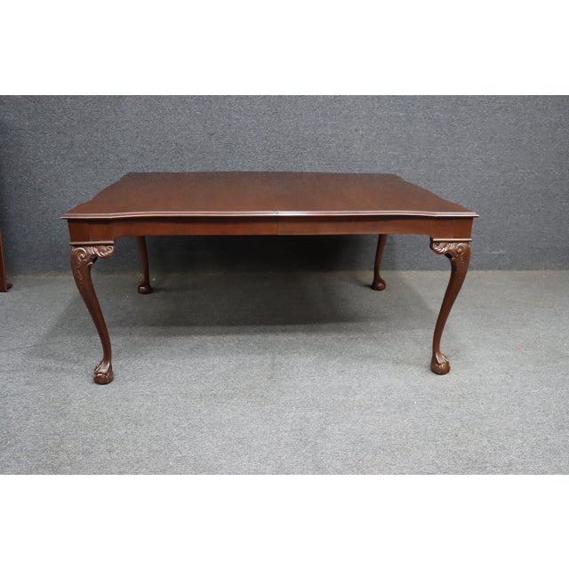 Queen Anne Harden Cherry Claw-and-Ball Extension Dining Table With Leaves For Sale - Image 3 of 16