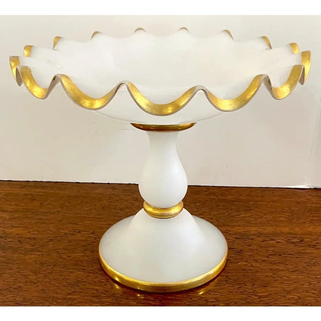 Late 19th Century 19th Century French Gilt White Opaline Compote / Tazza For Sale - Image 5 of 8