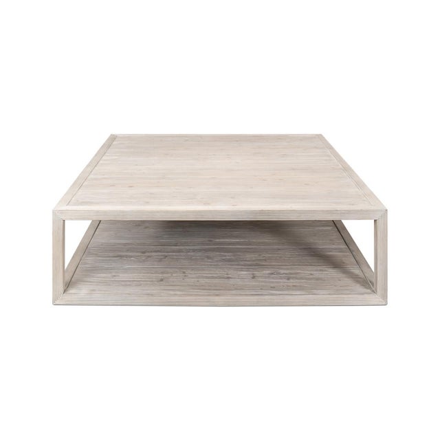 Coastal Style Large Square Coffee Table For Sale In Raleigh - Image 6 of 13