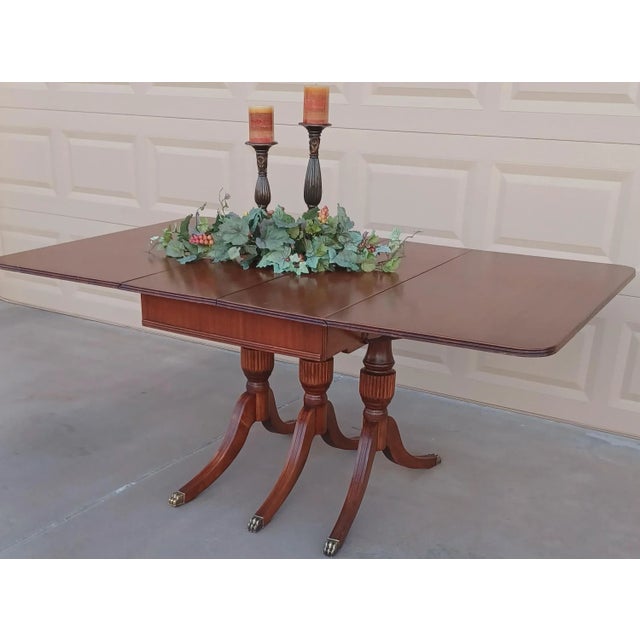 Chestnut Vintage Duncan Phyfe Style Drop Leaf Table For Sale - Image 8 of 10