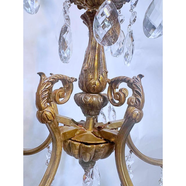 1950s Vintage Spanish Chandelier With Crystal Prisms For Sale In New York - Image 6 of 10