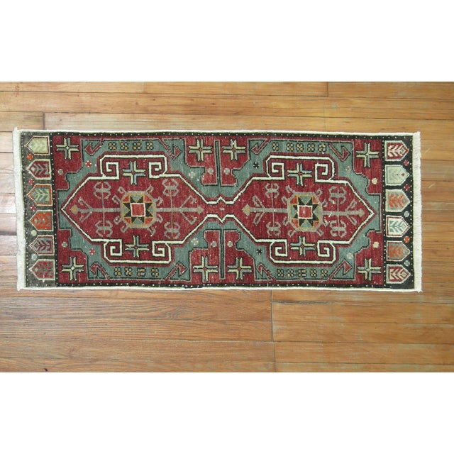 Late 20th Century Green Vintage Anatolian Turkish Rug - 1'5" x 3'5" For Sale - Image 5 of 5