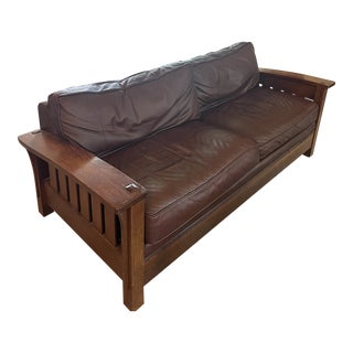2000s Stickley Oak Orchard Street Sofa For Sale