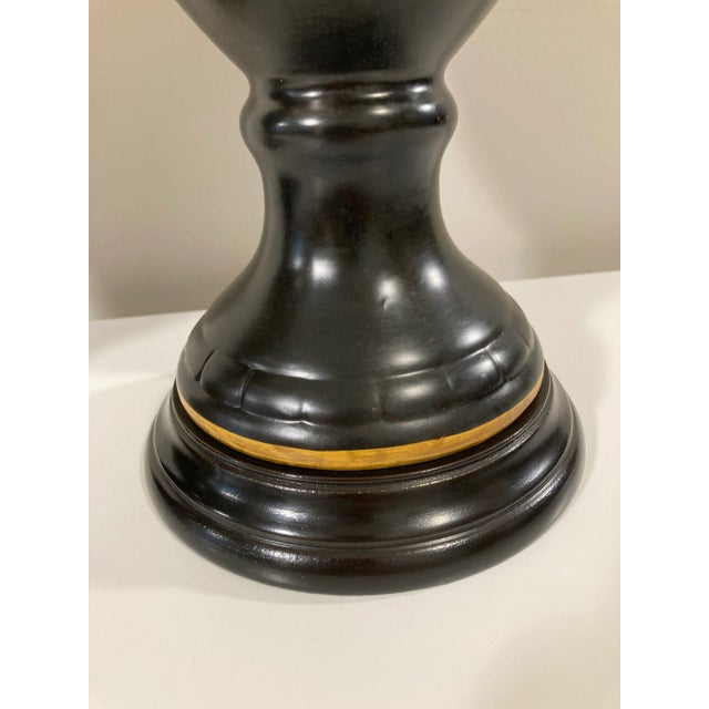 Metal Toleware-Look Fall Colors Chinoiserie Ceramic Table Lamps by Oriental Accent - A Pair For Sale - Image 7 of 11