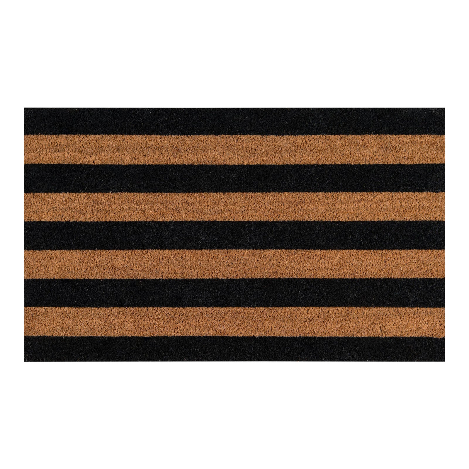 Modern Erin Gates by Momeni Park Stripe Black Hand Woven Natural Coir