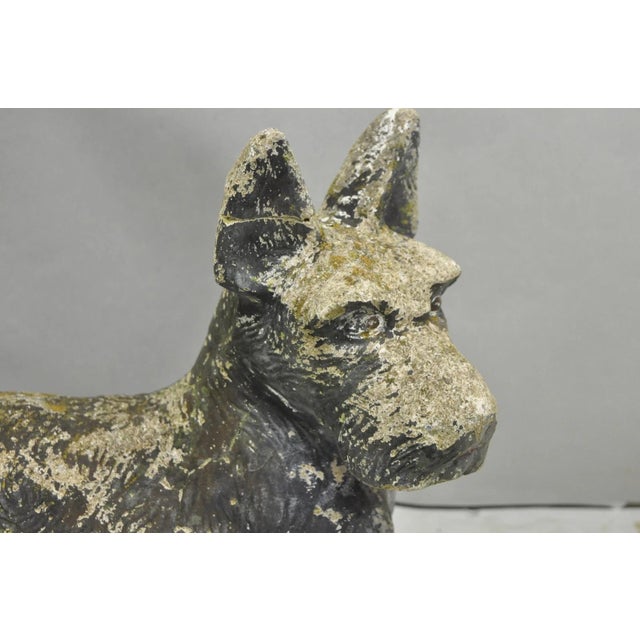 Vintage Scottish Terrier Scotty Dog 12" Small Cast Stone Concrete Garden Figure For Sale - Image 4 of 14