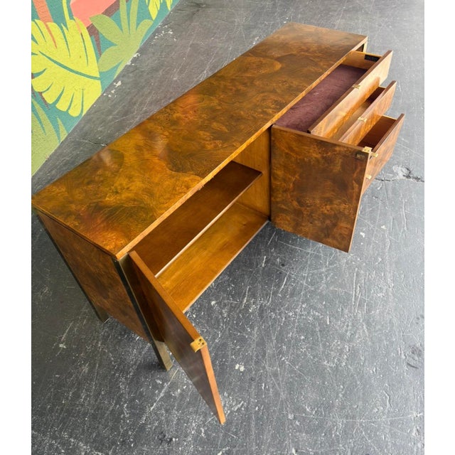 Mid Century Tomlinson Burl & Brass Sideboard For Sale - Image 10 of 13