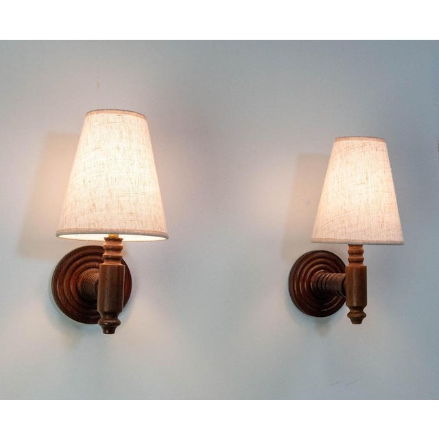 Sconces in Beech from Dudouyt, 1940, Set of 2 For Sale - Image 6 of 12
