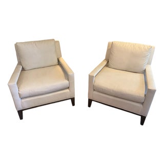Pair of Gabriella White Lounge Chairs For Sale