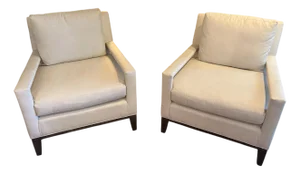 Pair of Gabriella White Lounge Chairs