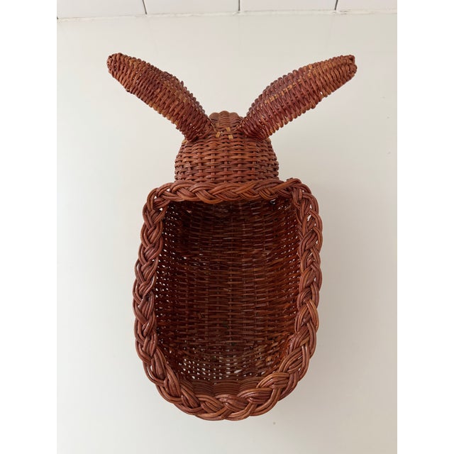 Vintage Wicker Bunny Planter For Sale - Image 4 of 8