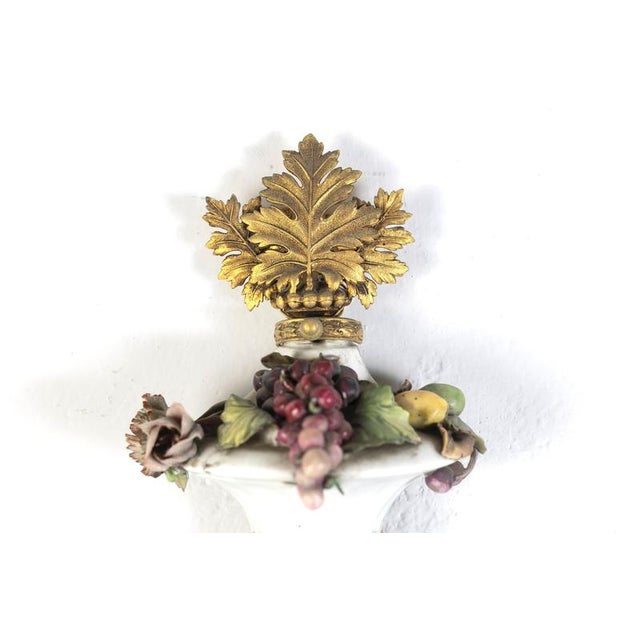 Gilt Bronze Sconces with Porcelain Flowers, 1830, Set of 4 For Sale - Image 10 of 12