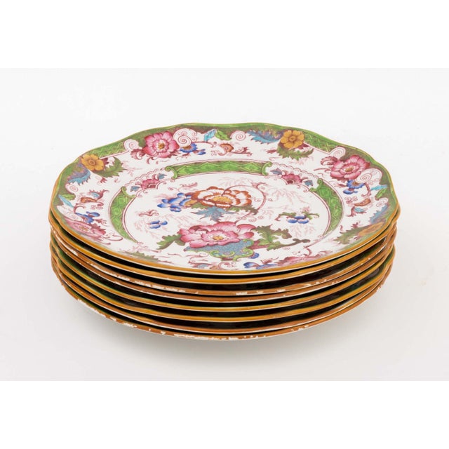 Cauldon Set of Eight Royal Cauldon for Stern Bros. "Bentick" Ceramic Plates For Sale - Image 4 of 6