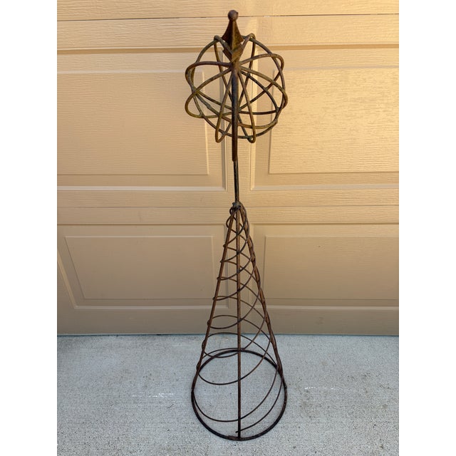 Vintage English Country Classical Wrought Iron Garden Armillary Sundial on Stand For Sale - Image 12 of 12