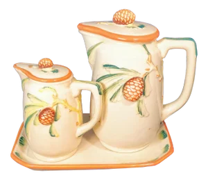 Vintage Pinecone Pottery Pitcher Set