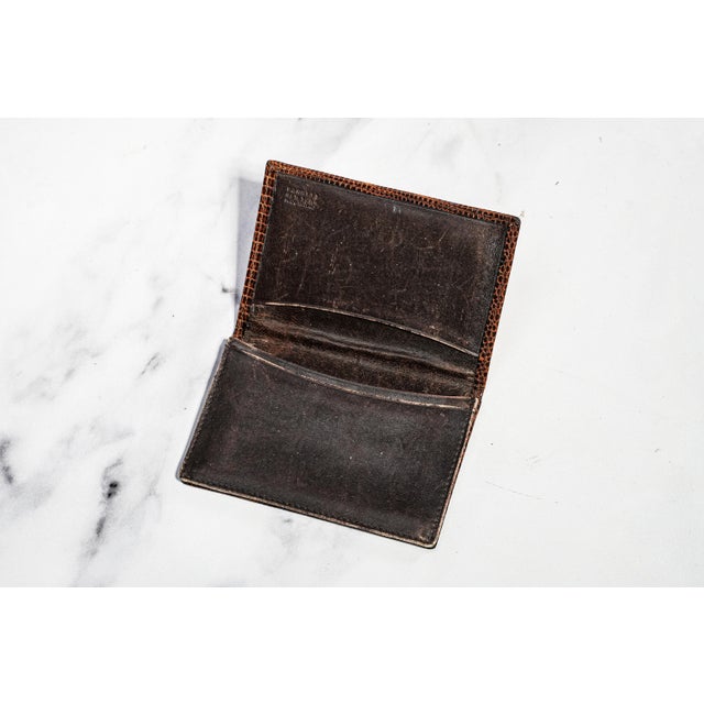 1990s Luxurious Vintage Brown Leather Barney's New York Men's Wallet Card Case For Sale - Image 5 of 9