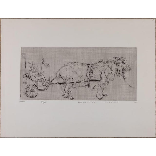 Mordecai Moreh, Sylvie with the Goat, Etching For Sale - Image 4 of 4