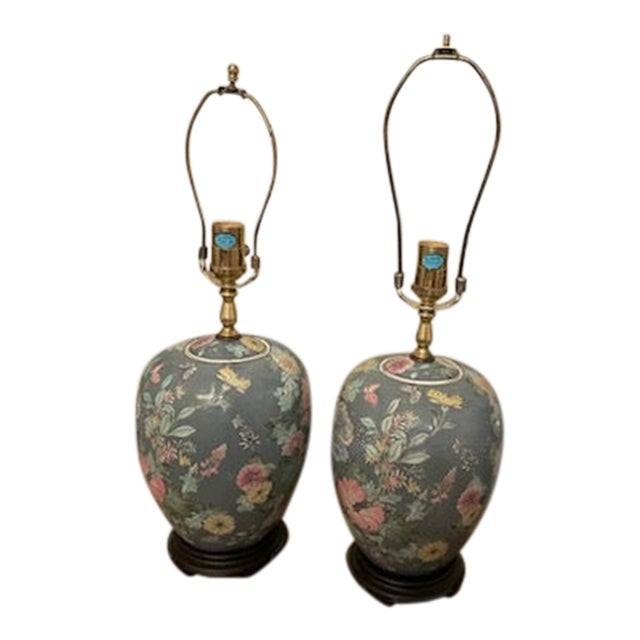 Vintage Chinese Blossom Vase Lamps - a Pair For Sale