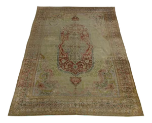 1850s Antique Silk Turkish Floral Rug 12'x9'