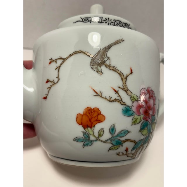 Vintage Chinese Jingdezhen Hand Painted Porcelain Tea Pot For Sale - Image 12 of 12