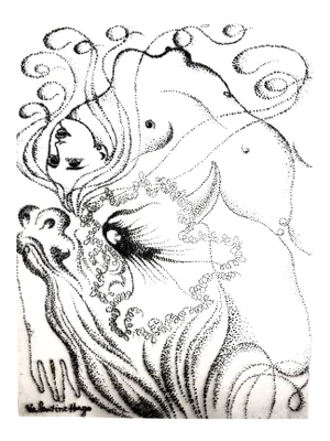 Valentine Hugo - Surrealist Woman - Original Etching 1946