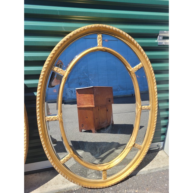 Sculpture Materials Pair of Vintage Large Oval Wall Mirrors For Sale - Image 7 of 7
