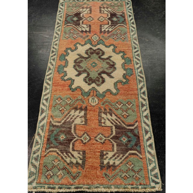 Turkish Mini Rug Oriental Hand Knotted Vintage Rug 1'8" x 4' #21185 Explore a curated collection of hallway runners, wool...