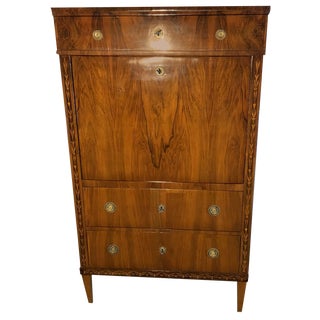 Classical Inlaid Walnut Secretary, 1800s For Sale