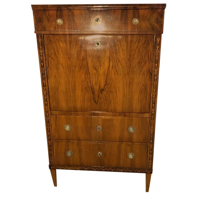 Classical Inlaid Walnut Secretary, 1800s For Sale