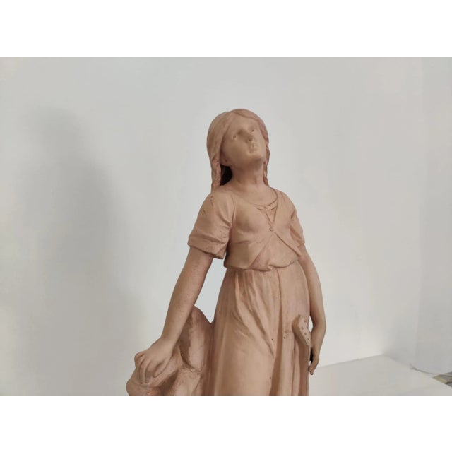 Antique Terracotta Girl with Mandolin Sculpture For Sale - Image 17 of 18