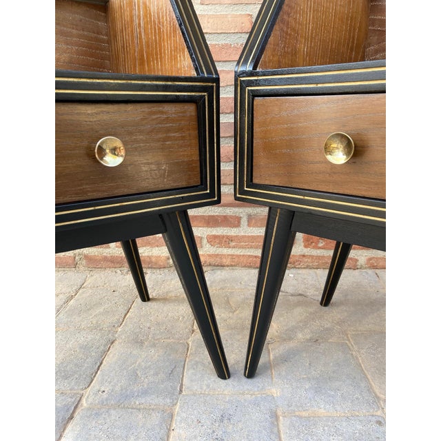 Mid Century Italian Nightstands with Glass, 1960s, Set of 2 For Sale - Image 12 of 18