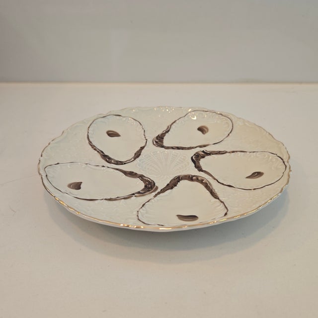 Coffee Antique 1880s German Porcelain 5-Well Oyster Plate With Shell Motif For Sale - Image 8 of 12