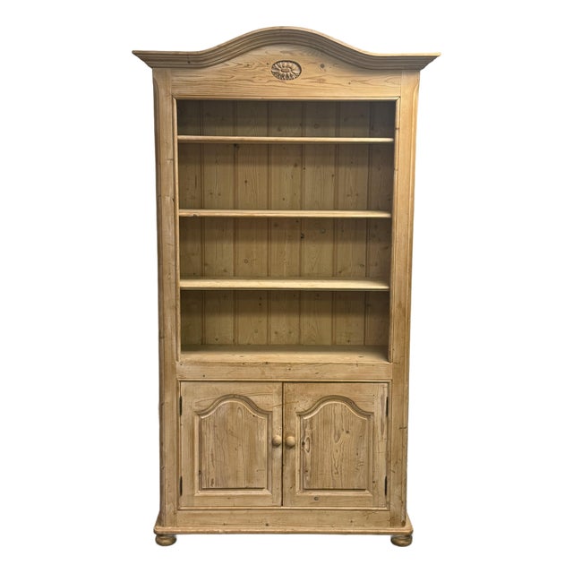 Vintage Cerused Scrubbed Pine Bookcase For Sale