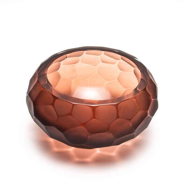 Hand-Blown Murano Battuto Bowl in Light Amaretto Small For Sale - Image 4 of 9