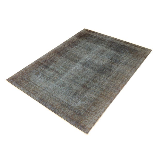 Boho Chic Boho Chic No Pile Blue/Brown Wool Rug - 7'10'' X 11'1'' For Sale - Image 3 of 10