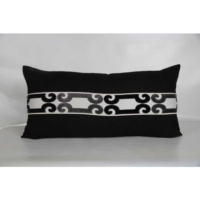 2020s Designer Black Velvet Large Lumbar Pillow Cover 15x31 For Sale - Image 5 of 5