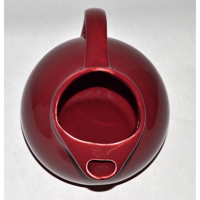 1950s Mid-Century Modern Hall Ceramic Burgundy Ball Pitcher Carafe Vessel California For Sale - Image 11 of 14