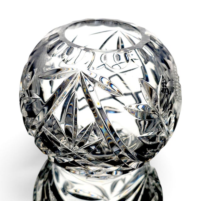 Lausitzer Margaret German Lead Crystal Rose Bowl 5" Sunflower Pattern For Sale - Image 9 of 14
